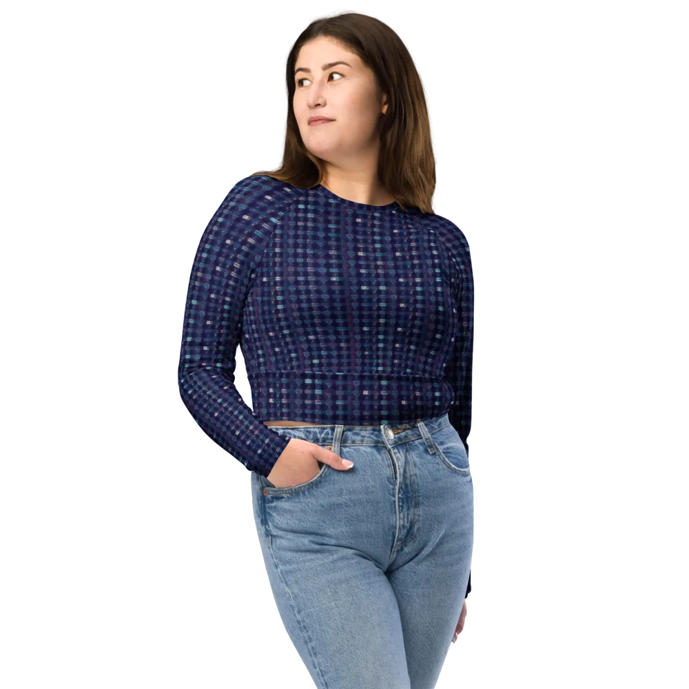 Midnight Circuit on Long Sleeve Crop Top — Front