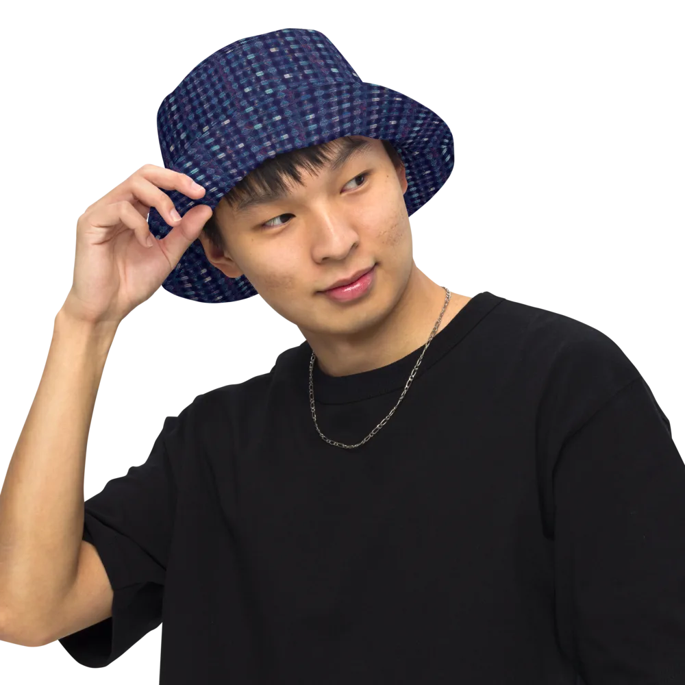 Midnight Circuit on Reversible Bucket Hat — Front Inside