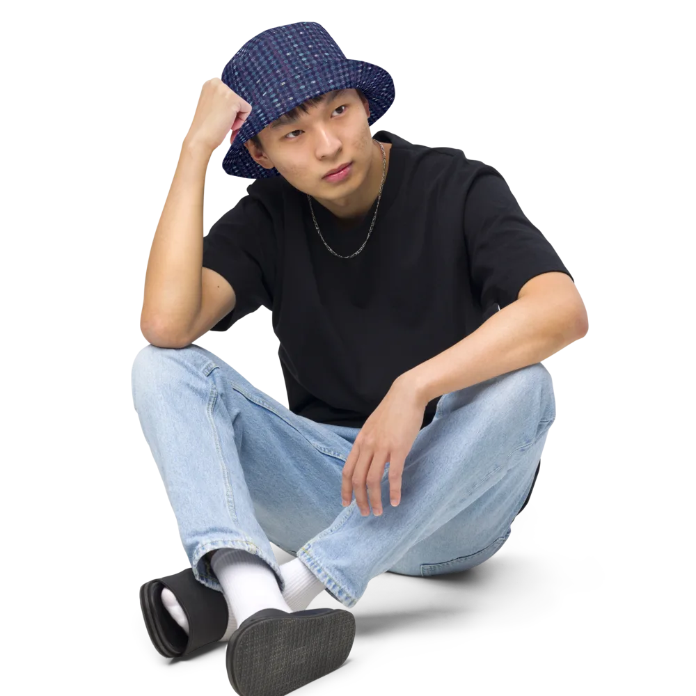 Midnight Circuit on Reversible Bucket Hat — Front 2 Inside