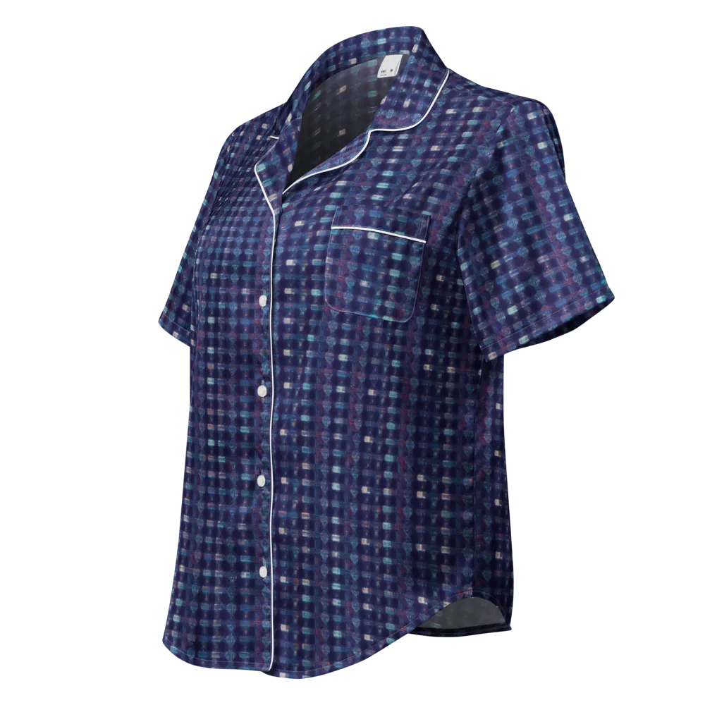 Midnight Circuit on Women's Short Sleeve Pajama Top — Left Front
