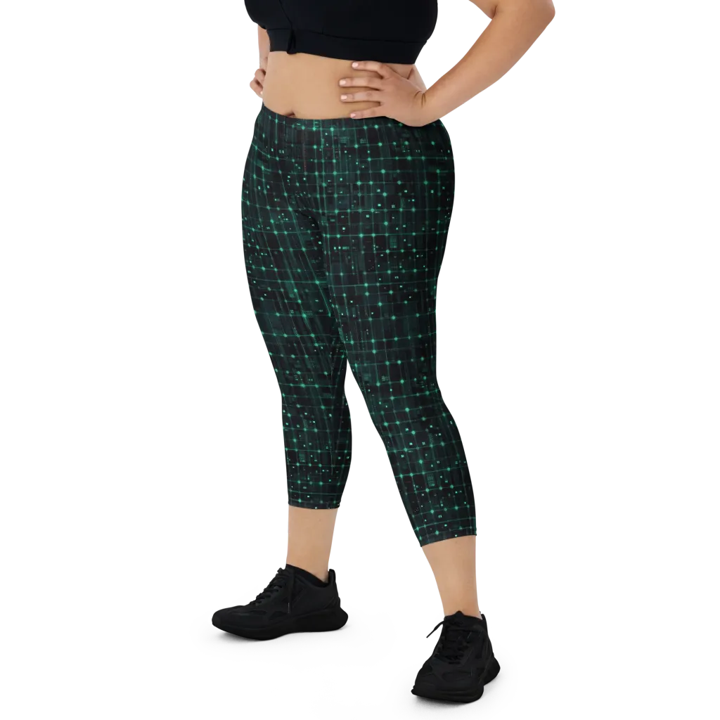 Neon Matrix on Capri Leggings — Front
