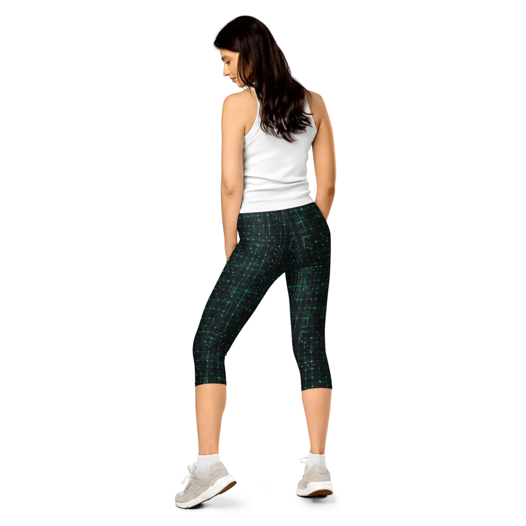 Neon Matrix on Capri Leggings — Back