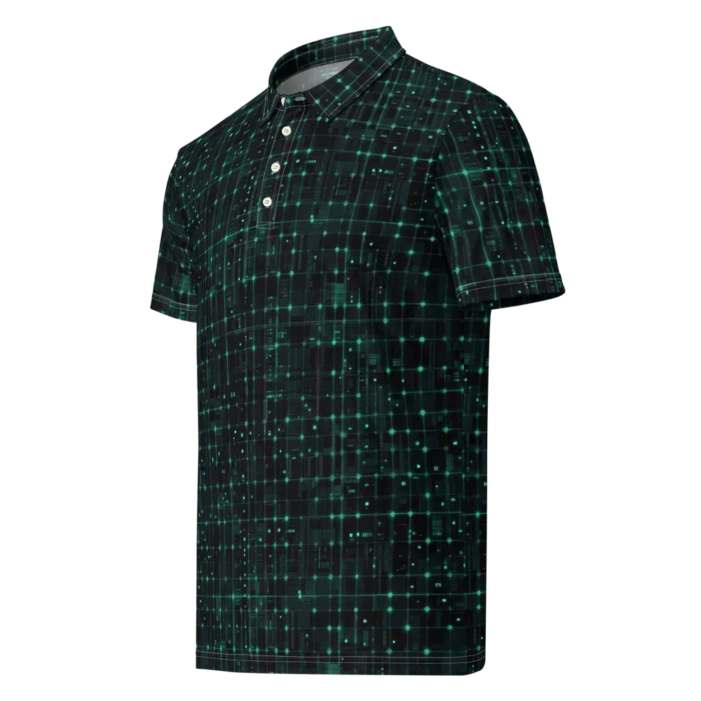 Neon Matrix on Men's Slim Fit Polo Shirt — Left Front