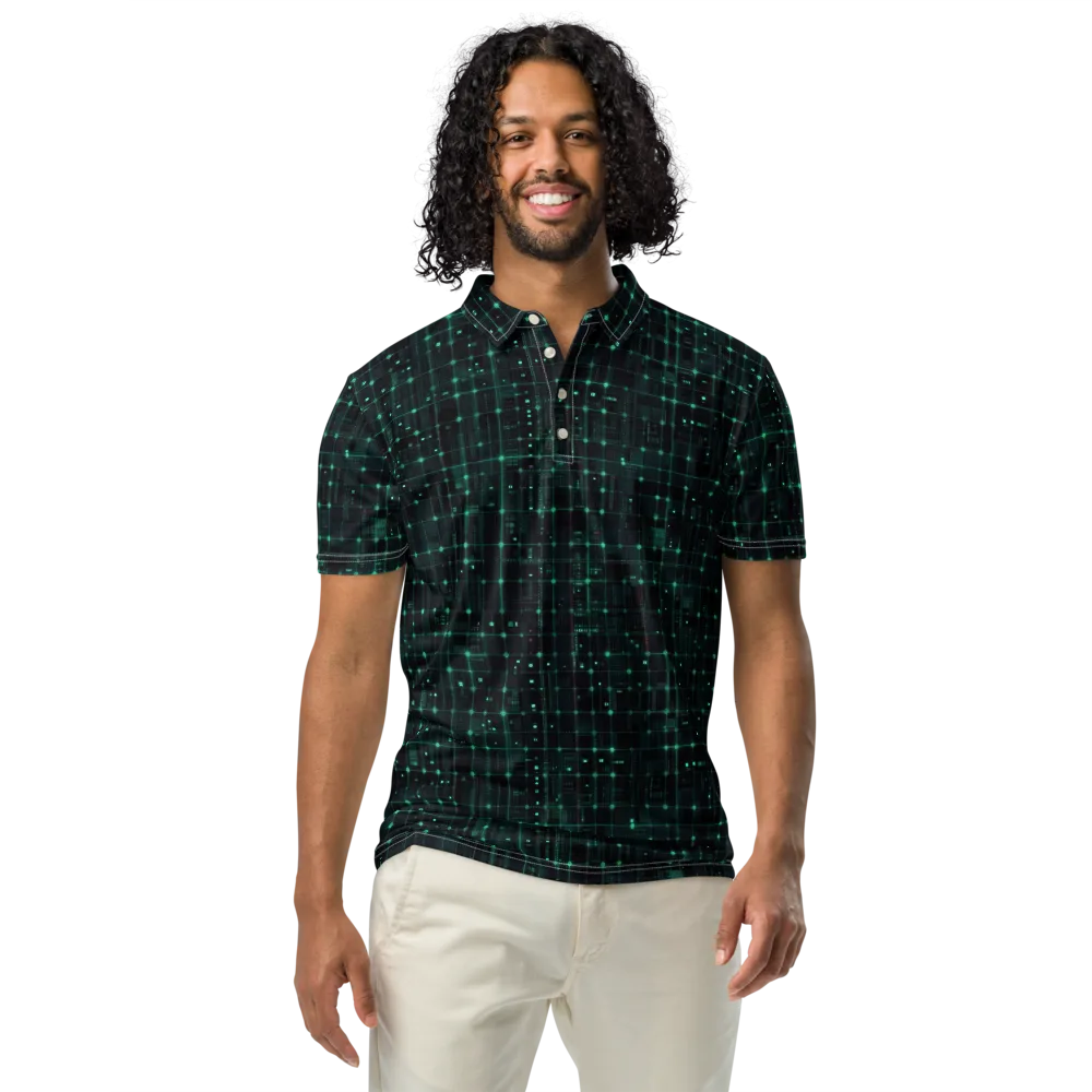 Neon Matrix on Men's Slim Fit Polo Shirt — Front