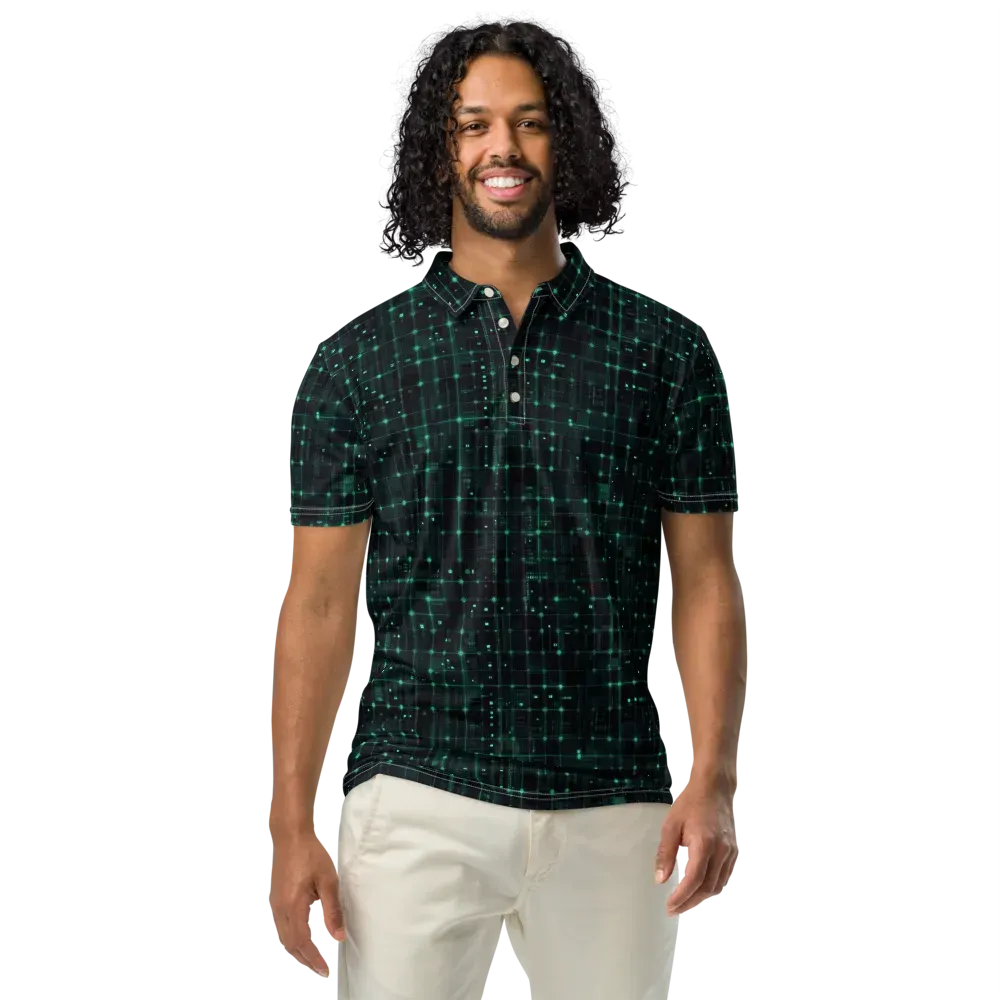 Neon Matrix on Men's Slim Fit Polo Shirt — Front