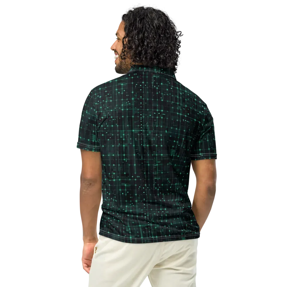 Neon Matrix on Men's Slim Fit Polo Shirt — Back