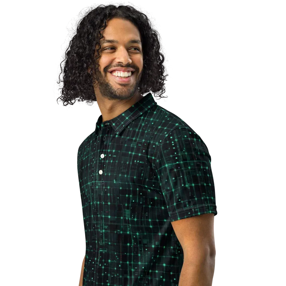 Neon Matrix on Men's Slim Fit Polo Shirt — Left Front