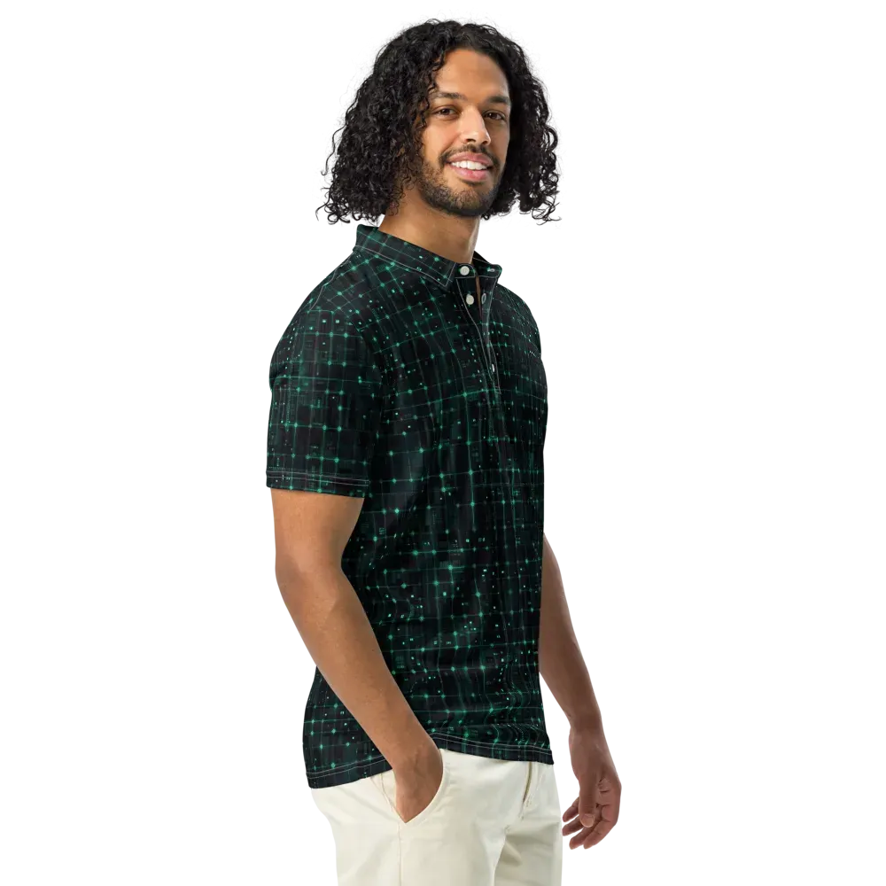 Neon Matrix on Men's Slim Fit Polo Shirt — Right Front