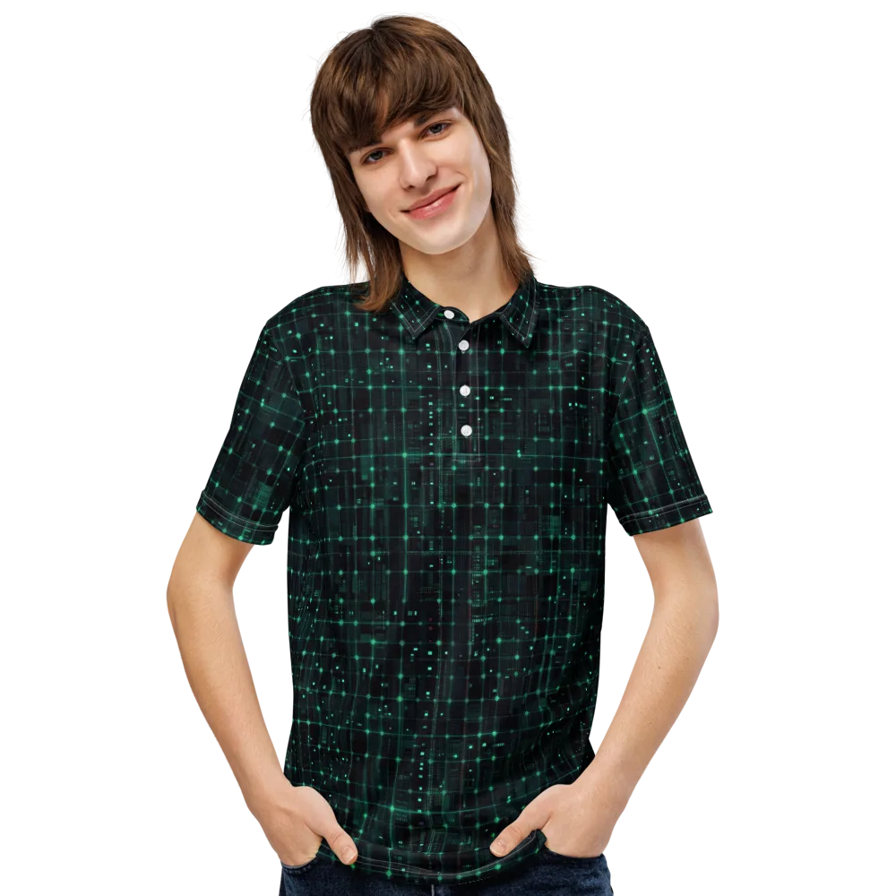 Neon Matrix on Men's Slim Fit Polo Shirt — Front