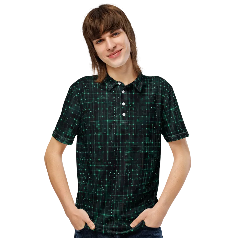 Neon Matrix on Men's Slim Fit Polo Shirt — Front