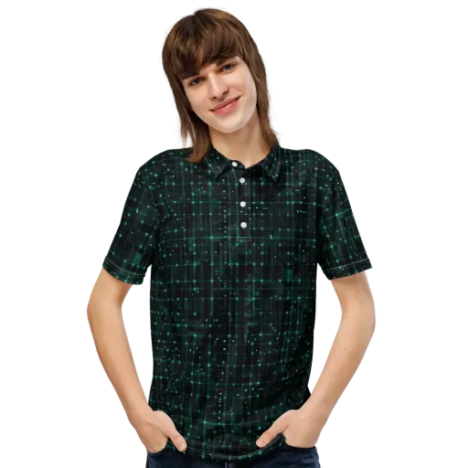 Neon Matrix on a Men's Slim Fit Polo Shirt