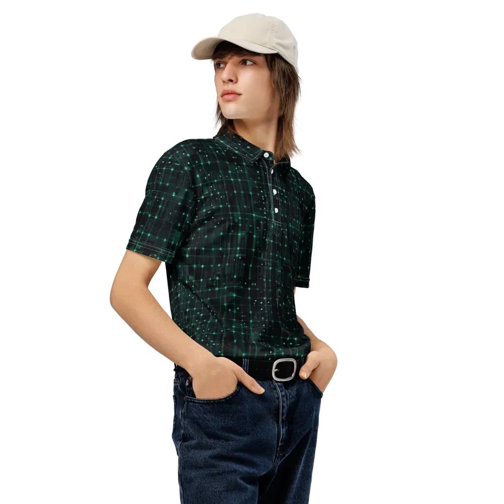 Neon Matrix on Men's Slim Fit Polo Shirt — Right Front