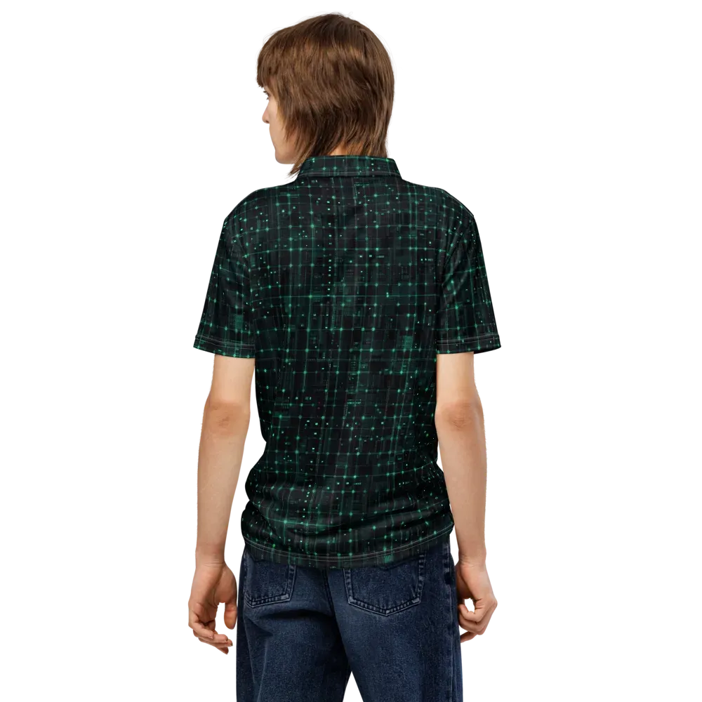 Neon Matrix on Men's Slim Fit Polo Shirt — Back