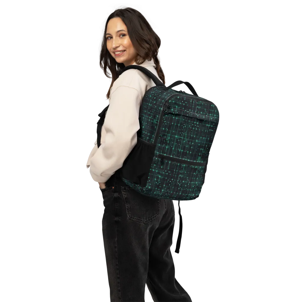 Neon Matrix on Utility Backpack — Back