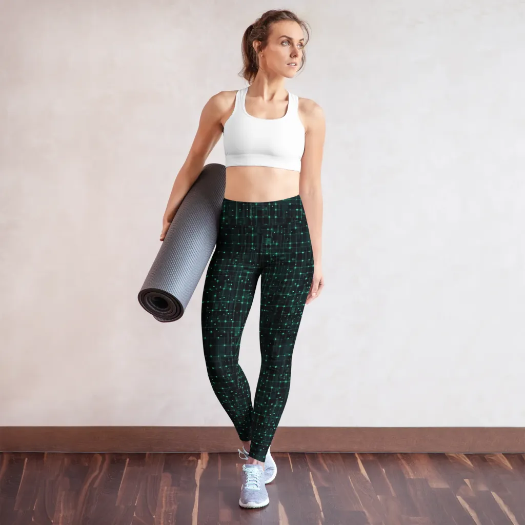 Neon Matrix on Yoga Leggings — Front