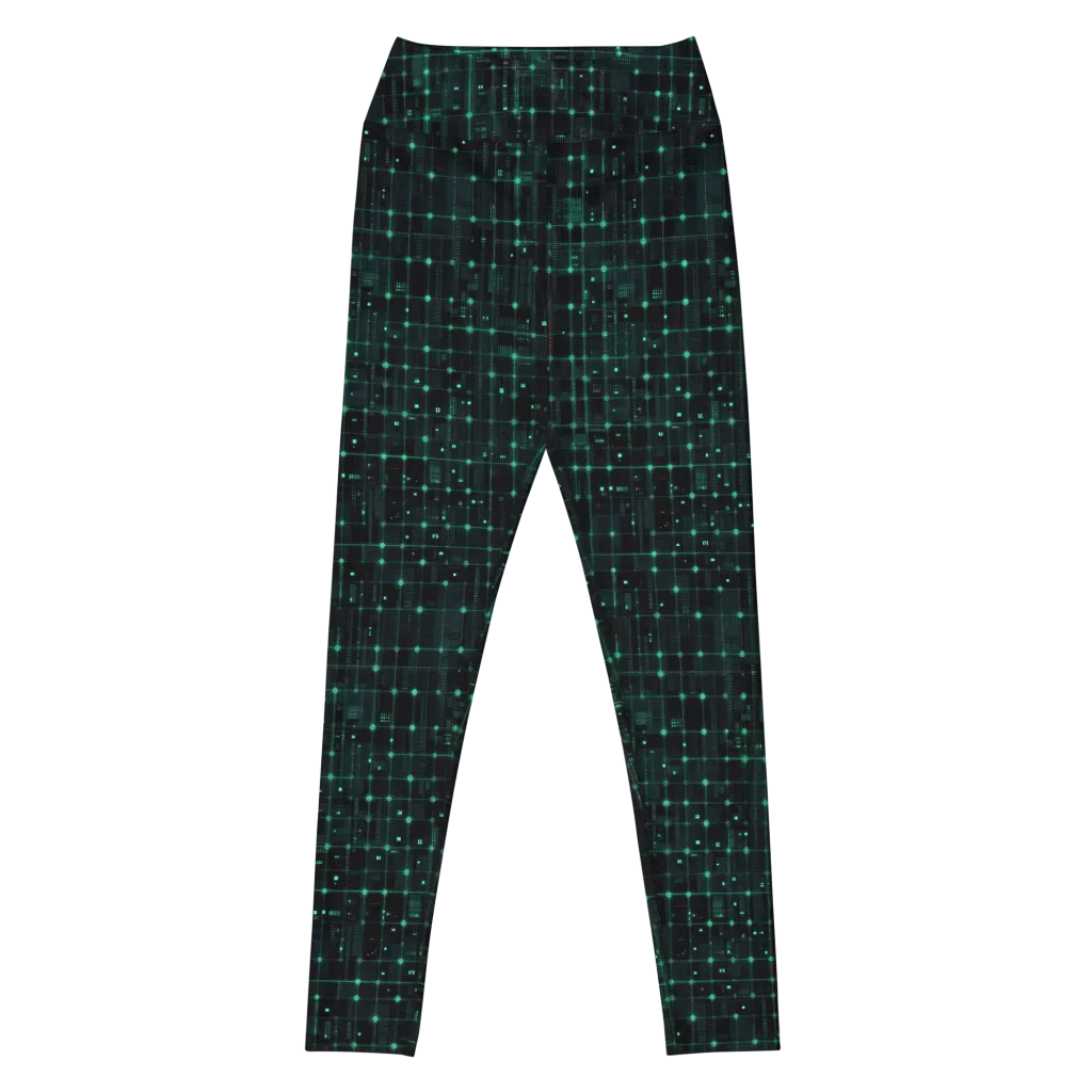 Neon Matrix on Yoga Leggings — Front