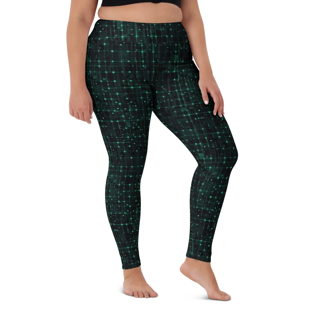 Neon Matrix on Yoga Leggings — Front
