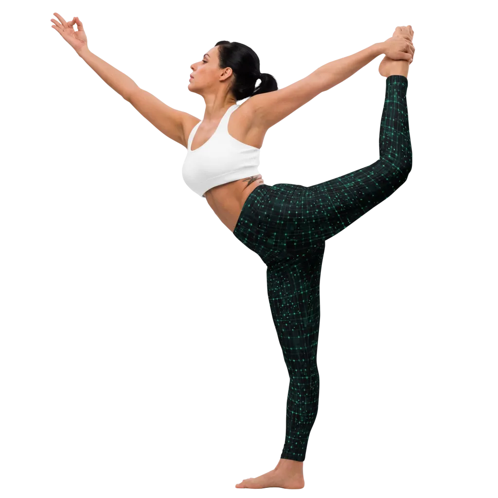 Neon Matrix on Yoga Leggings — Left