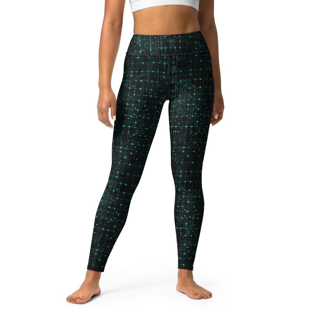 Neon Matrix on Yoga Leggings — Front