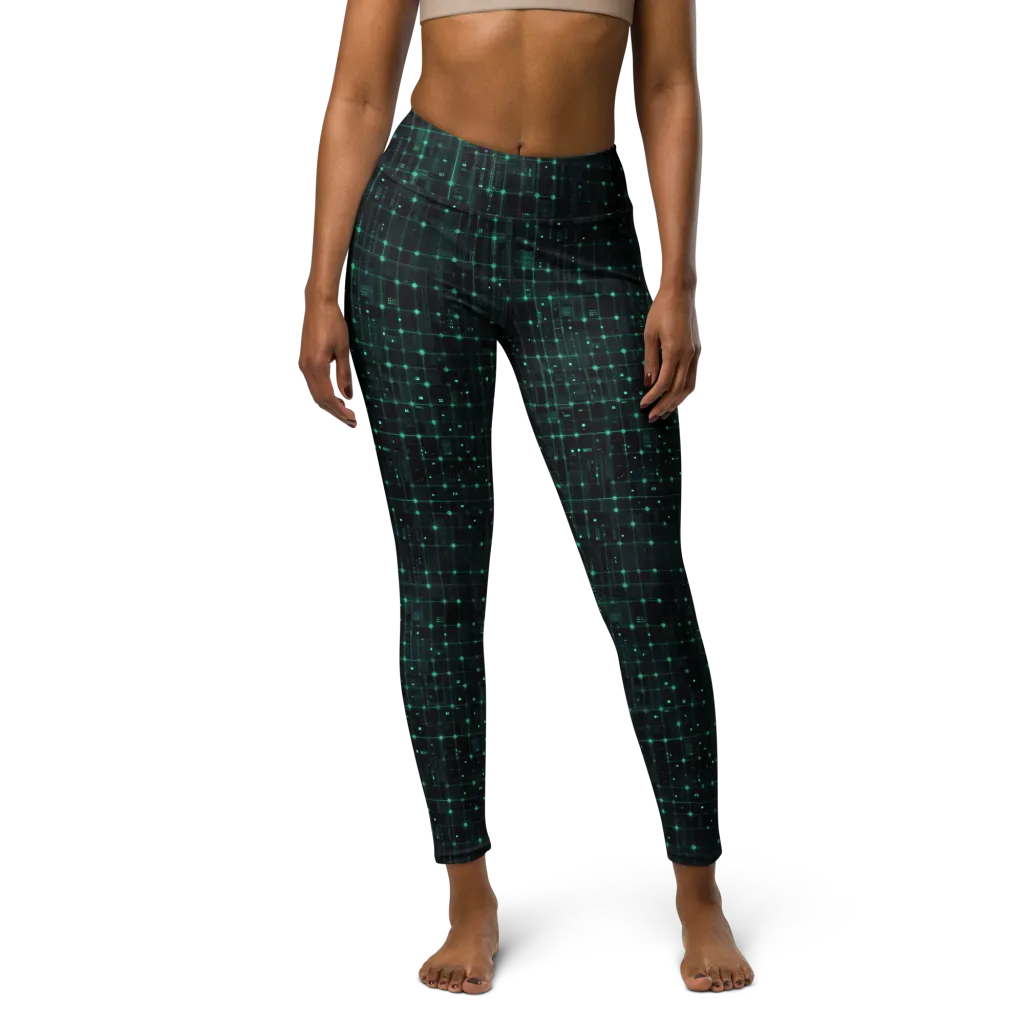 Neon Matrix on Yoga Leggings — Front