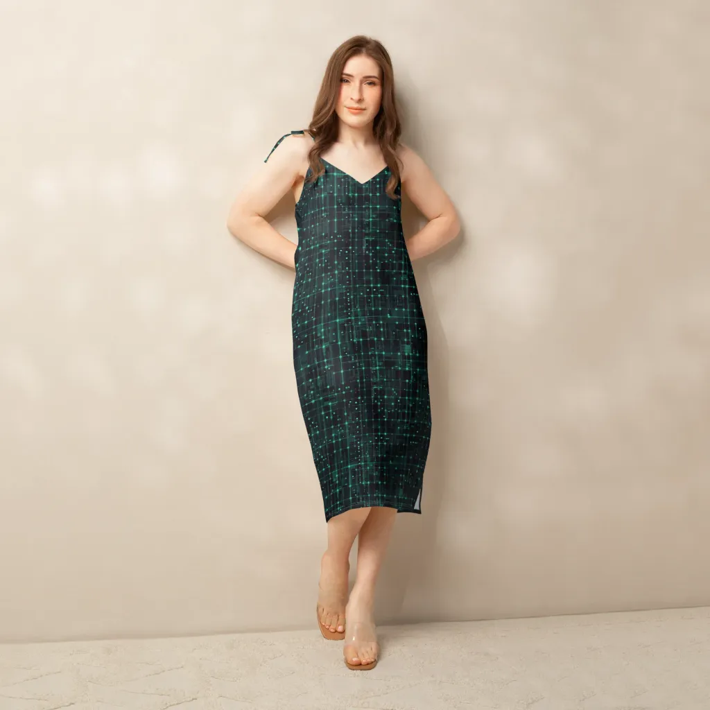 Neon Matrix on Slip Dress — Front