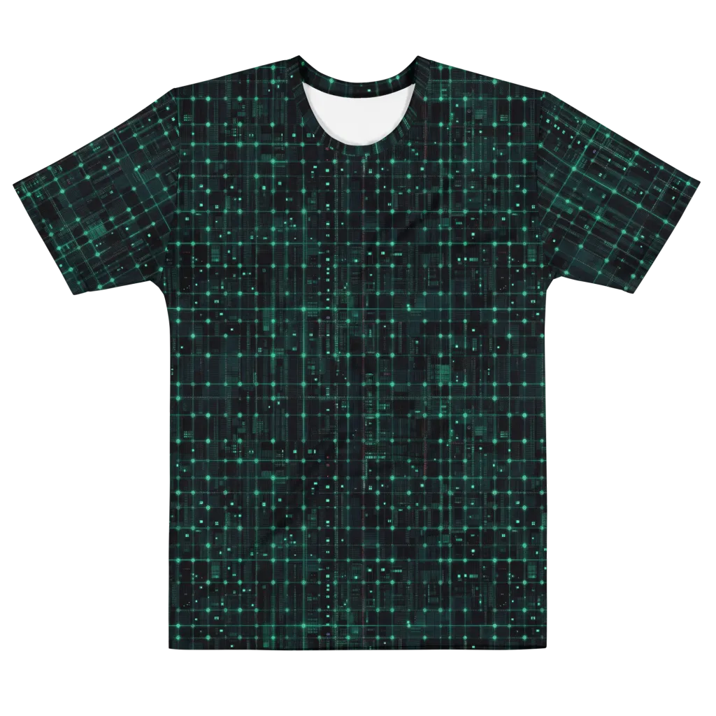 Neon Matrix on Men's Cotton Crew Neck T-Shirt — Front