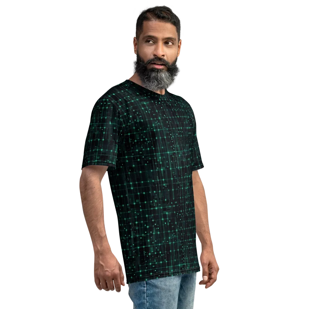 Neon Matrix on Men's Crew Neck T-Shirt — Right