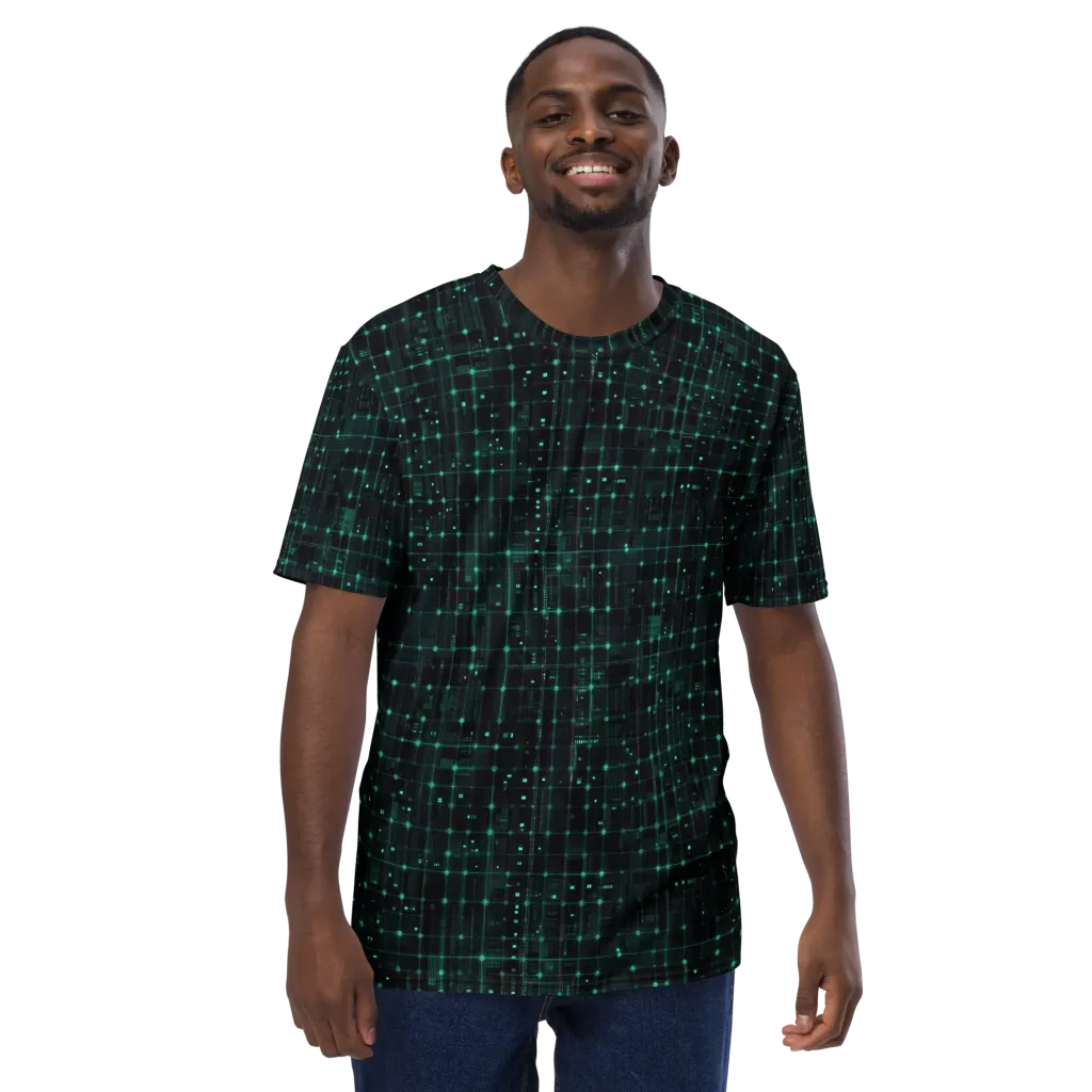 Neon Matrix on Men's Crew Neck T-Shirt — Front