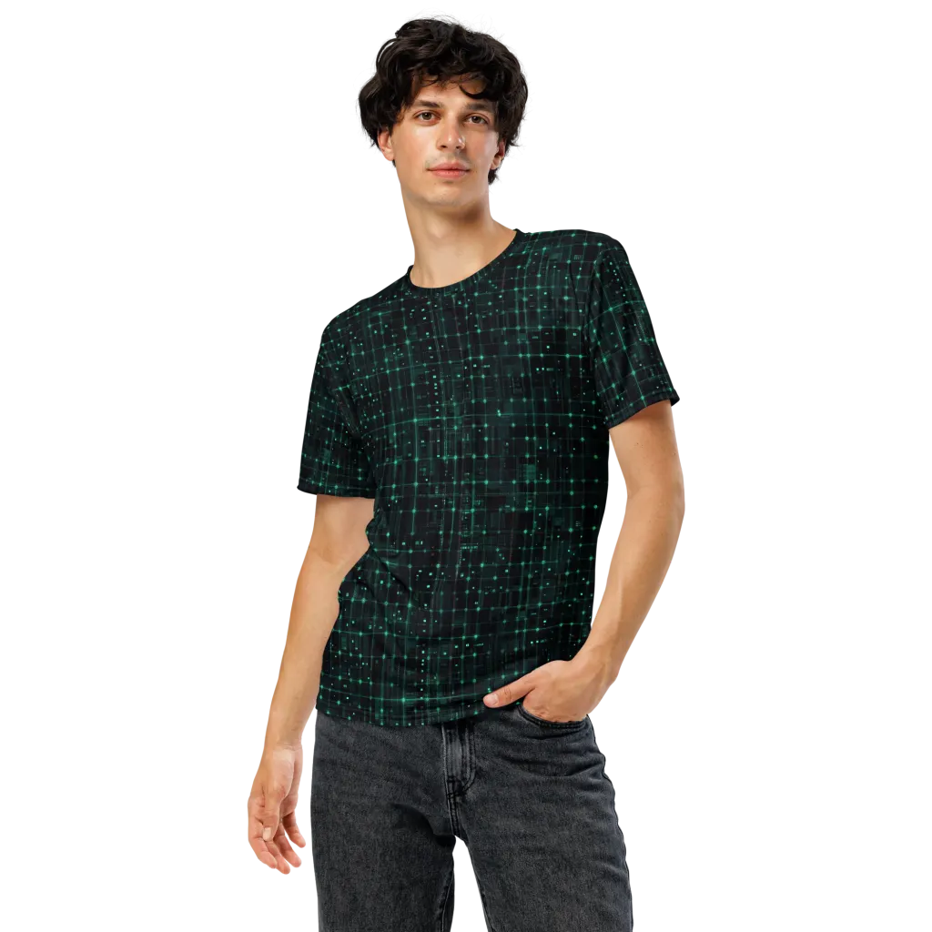 Neon Matrix on Men's Crew Neck T-Shirt — Front