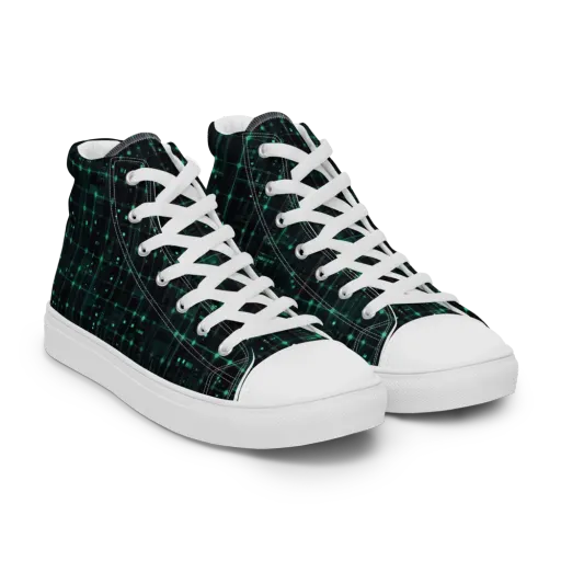 Neon Matrix on a Men's High Top Canvas Shoes