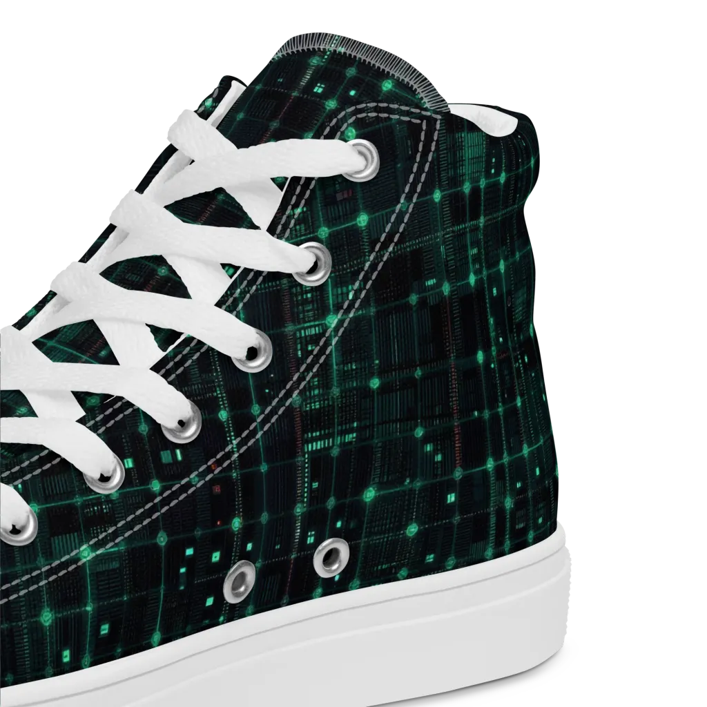Neon Matrix on Men's High Top Canvas Shoes — Product details 2