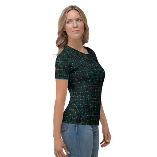 Neon Matrix on a Women's Crew Neck T-Shirt