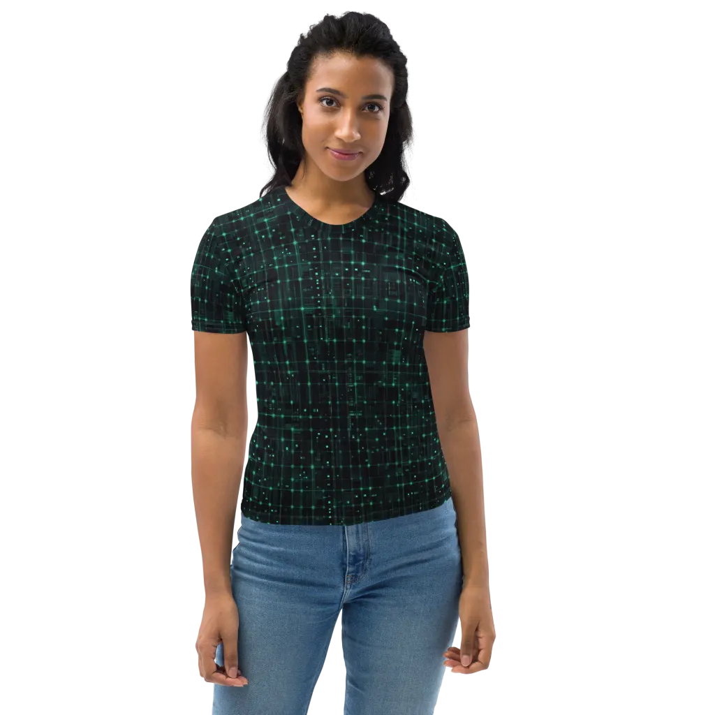 Neon Matrix on Women's Crew Neck T-Shirt — Front