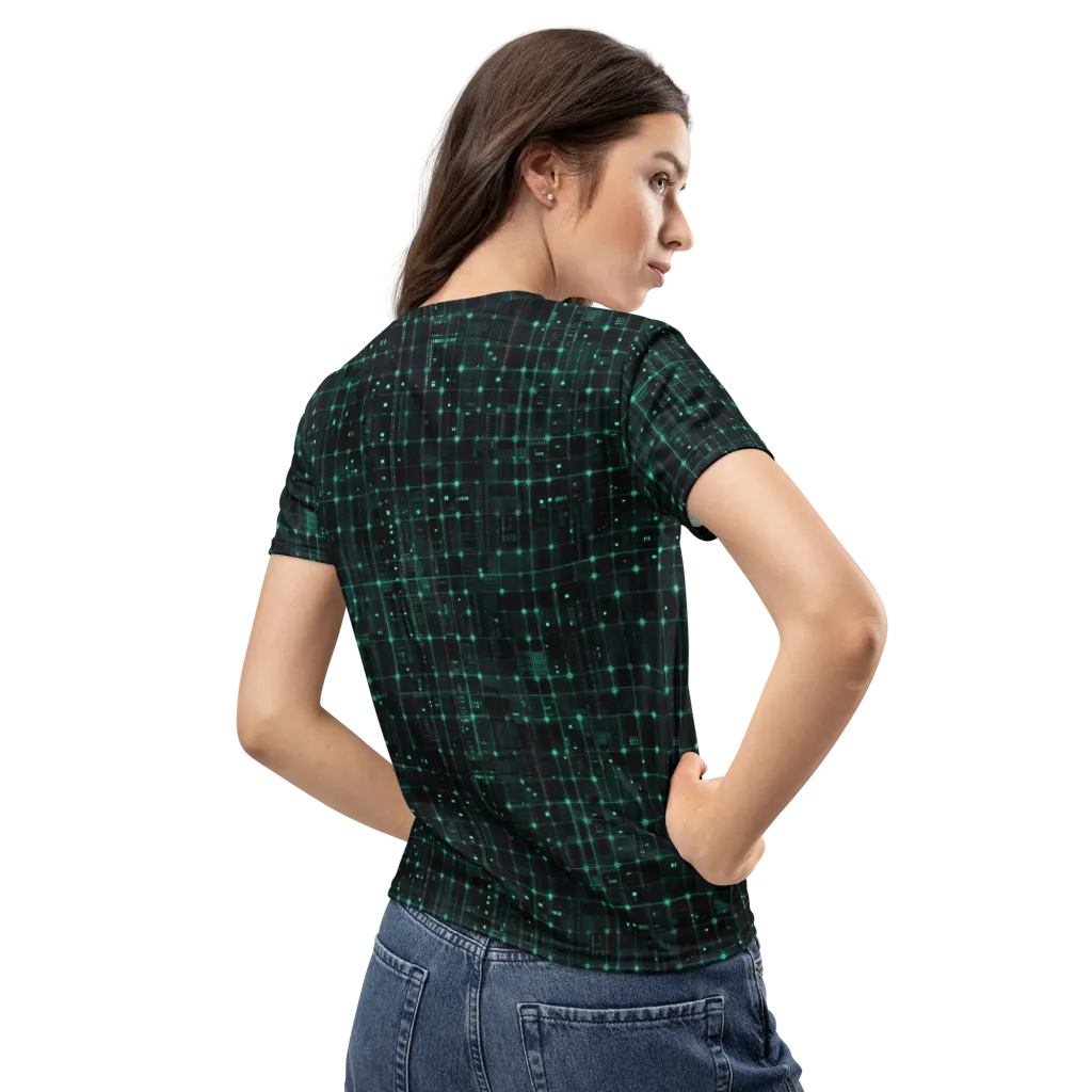 Neon Matrix on Women's Crew Neck T-Shirt — Back