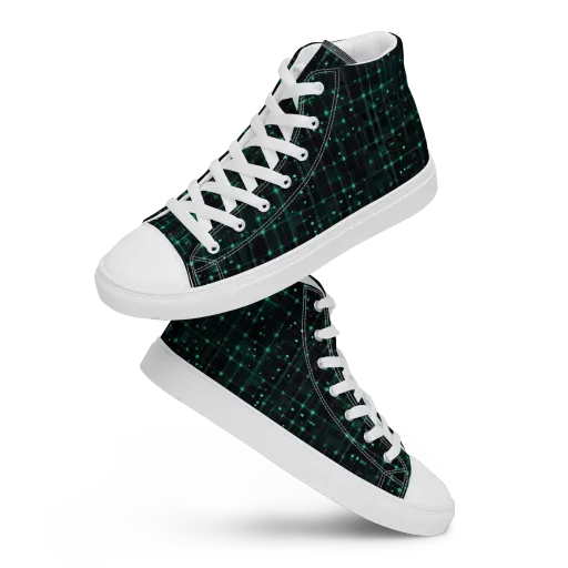 Neon Matrix on a Women's High Top Canvas Shoes