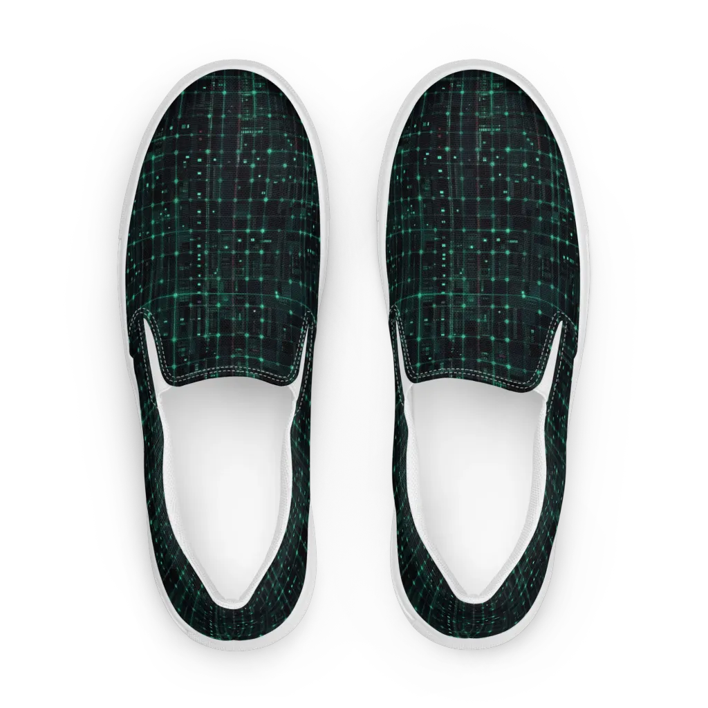 Neon Matrix on Men's Slip-On Canvas Shoes — Front