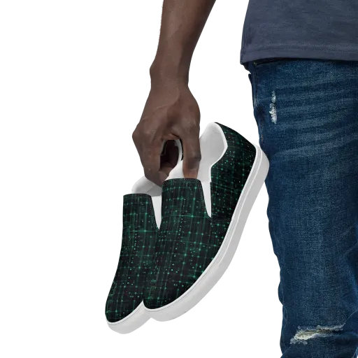 Neon Matrix on a Men's Slip-On Canvas Shoes