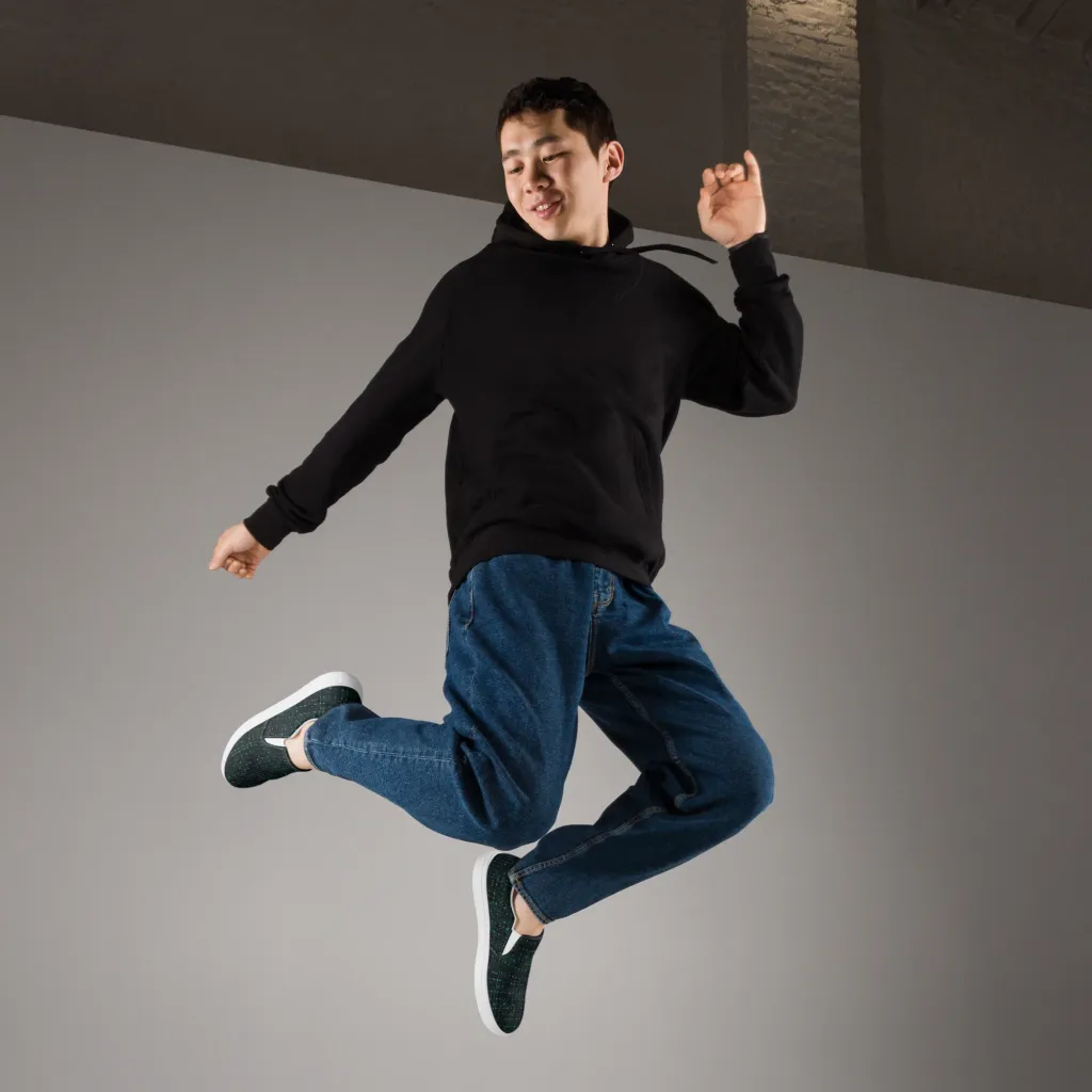 Neon Matrix on Men's Slip-On Canvas Shoes — Right Front