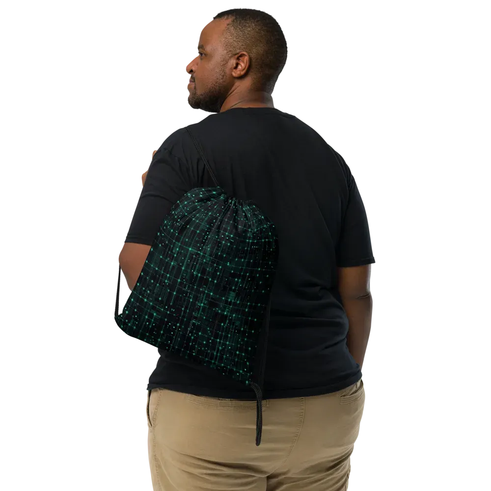 Neon Matrix on Drawstring Bag — Front