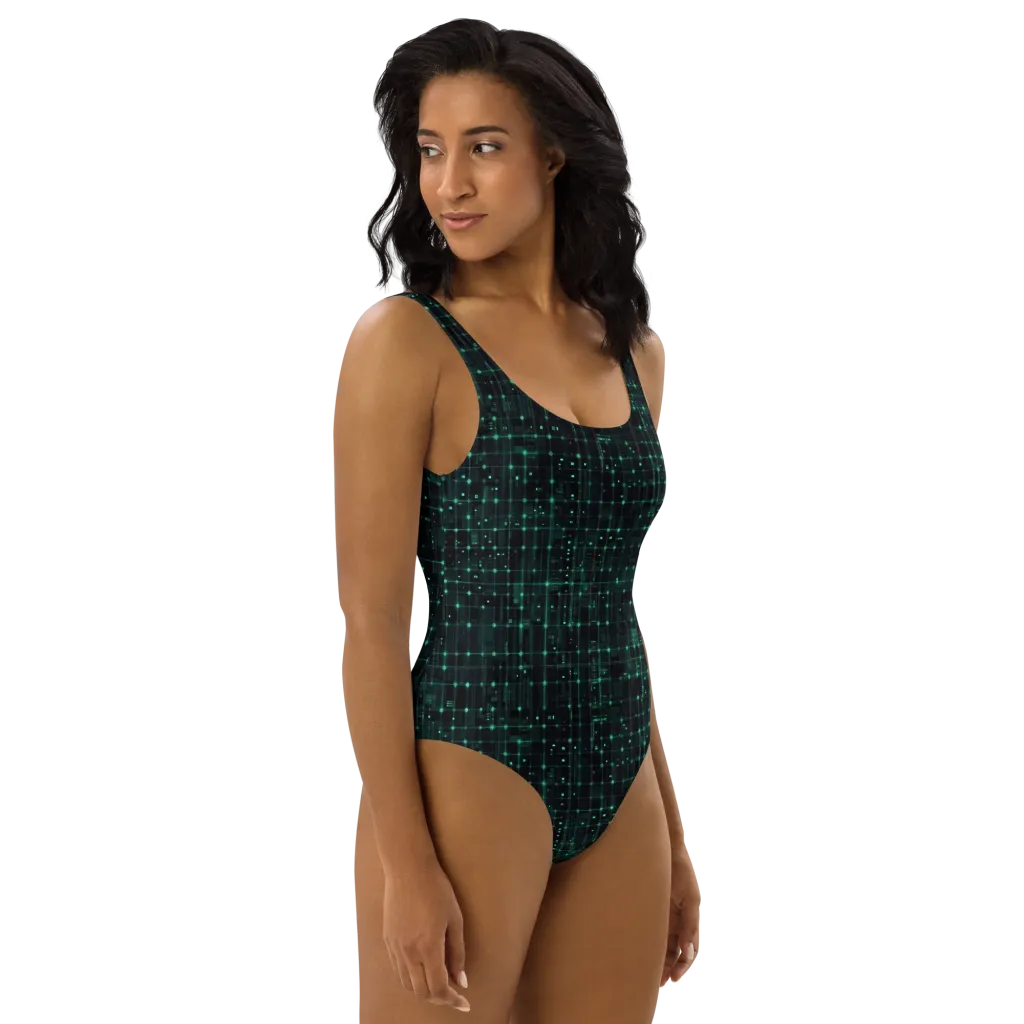 Neon Matrix on One-Piece Swimsuit — Right