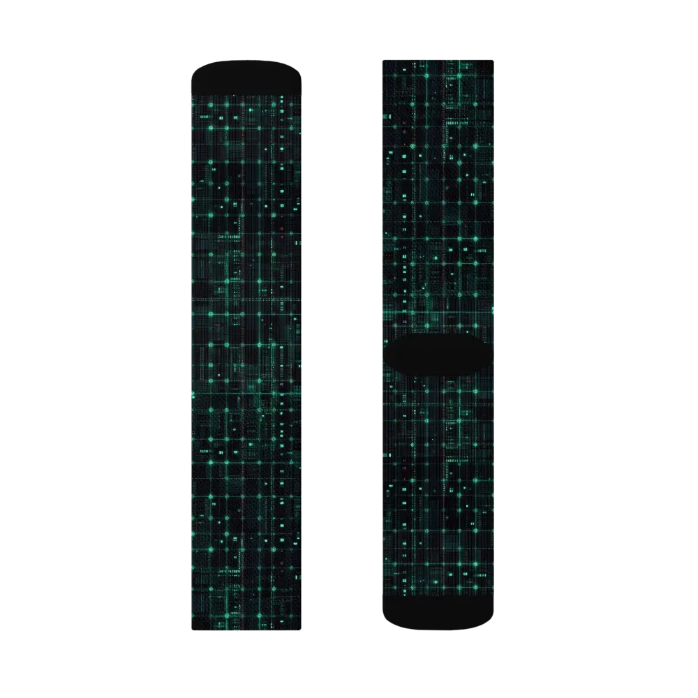 Neon Matrix on Socks — Right Sock