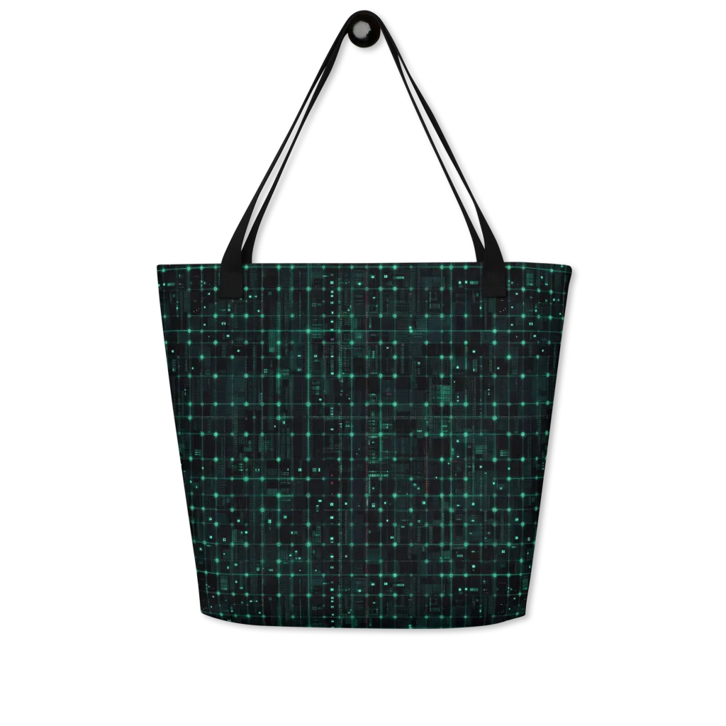 Neon Matrix on Large Tote Bag W/ Pocket — Front