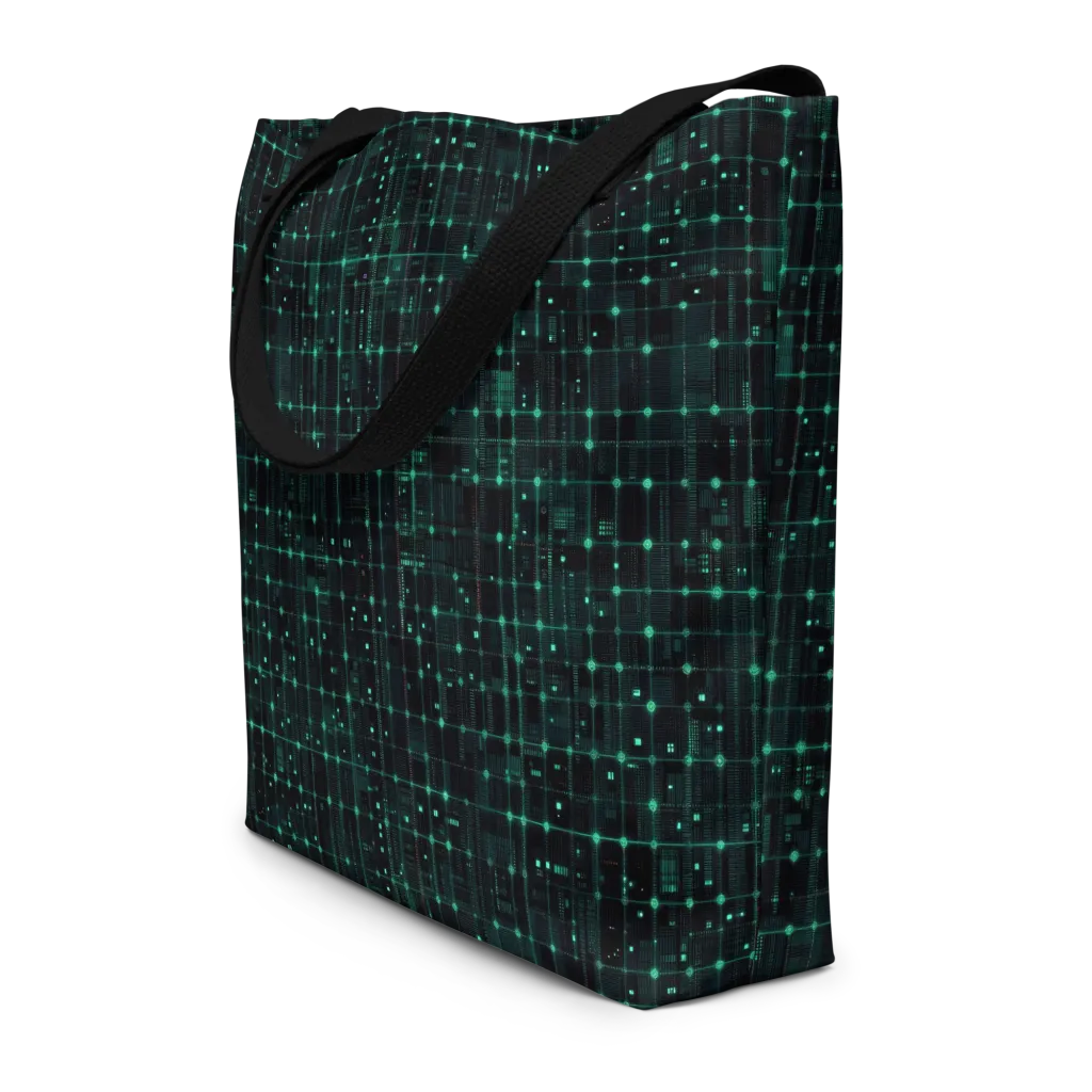 Neon Matrix on Large Tote Bag W/ Pocket — Front