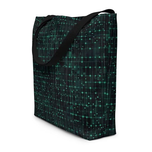 Neon Matrix on a Large Tote Bag W/ Pocket