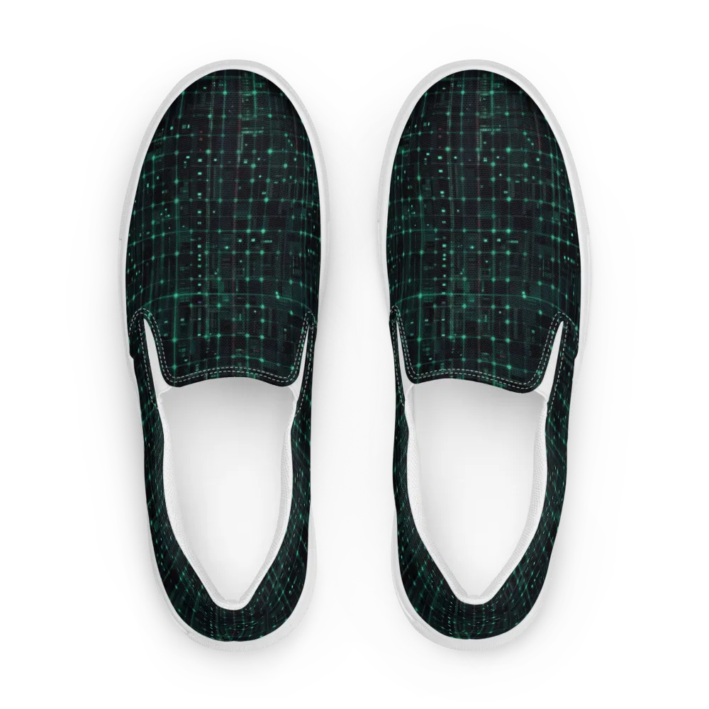 Neon Matrix on Women's Slip-On Canvas Shoes — Front