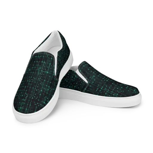 Neon Matrix on a Women's Slip-On Canvas Shoes
