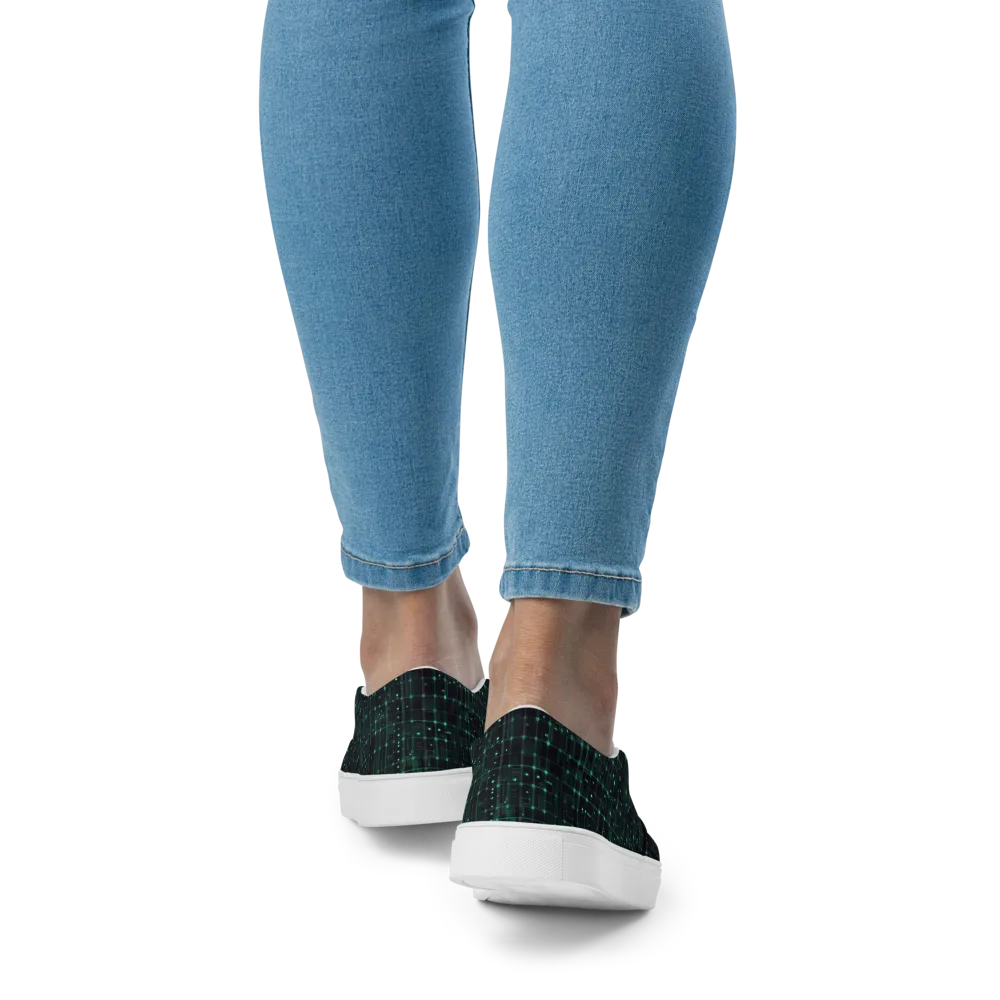Neon Matrix on Women's Slip-On Canvas Shoes — Back