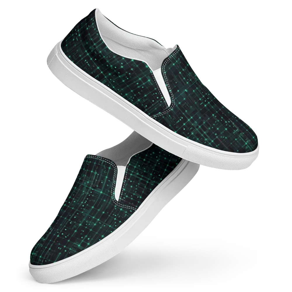 Neon Matrix on Women's Slip-On Canvas Shoes — Front