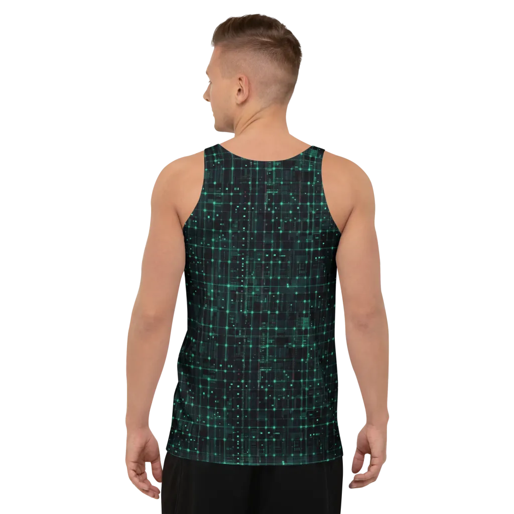 Neon Matrix on Men's Tank Top — Back