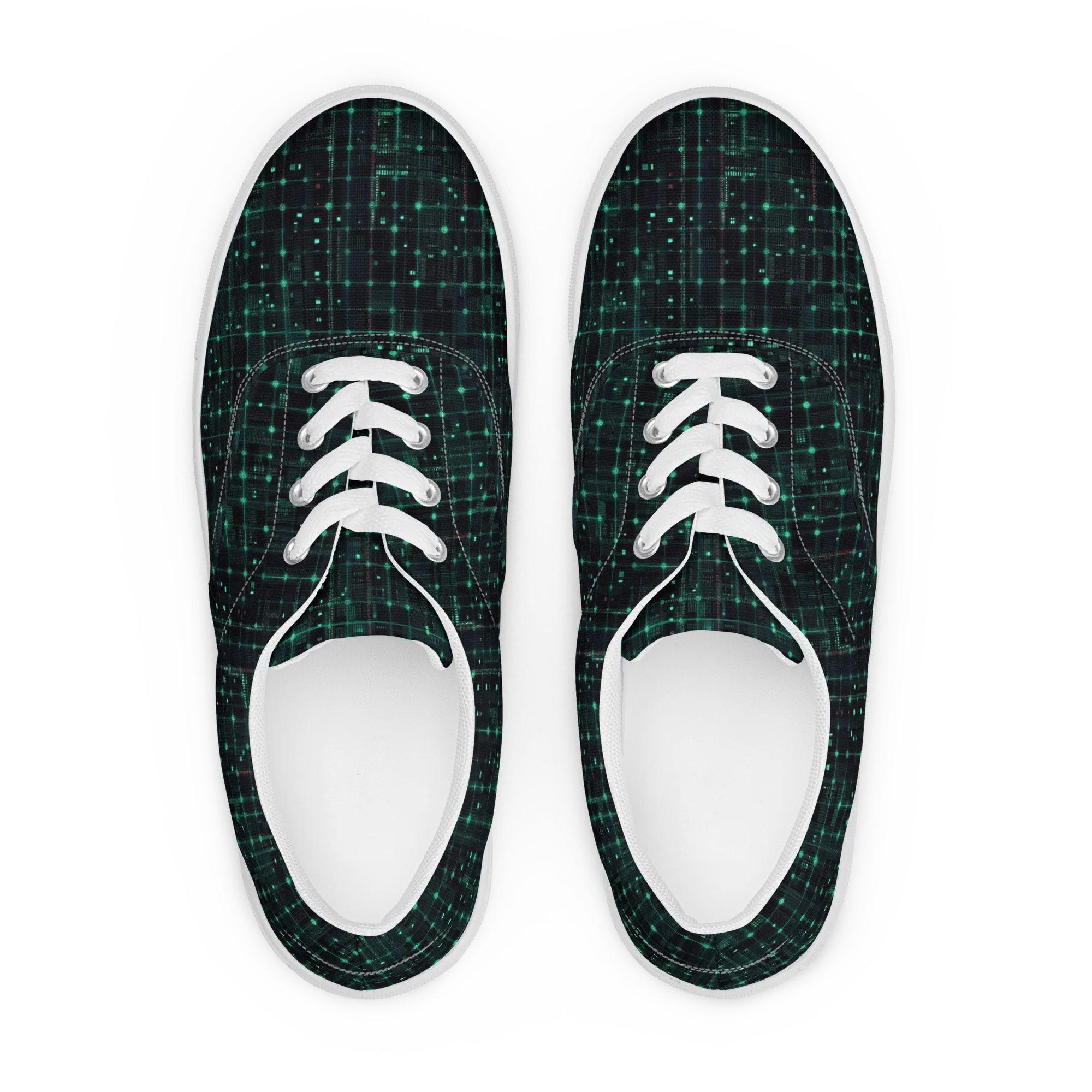 Neon Matrix on Men's Lace-Up Canvas Shoes — Front